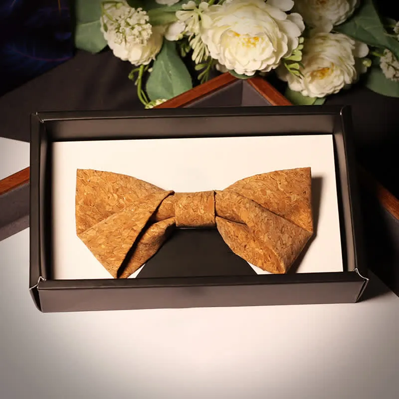 Men's Cork Wood Pattern Bow Tie