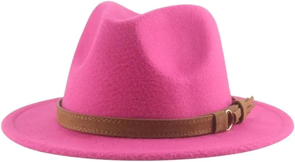 Men's Wide Brim Jazz Hats for Women Fedoras Hat Felted Caps Wedding Fedoras Cap with Belt