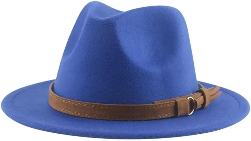 Men's Wide Brim Jazz Hats for Women Fedoras Hat Felted Caps Wedding Fedoras Cap with Belt