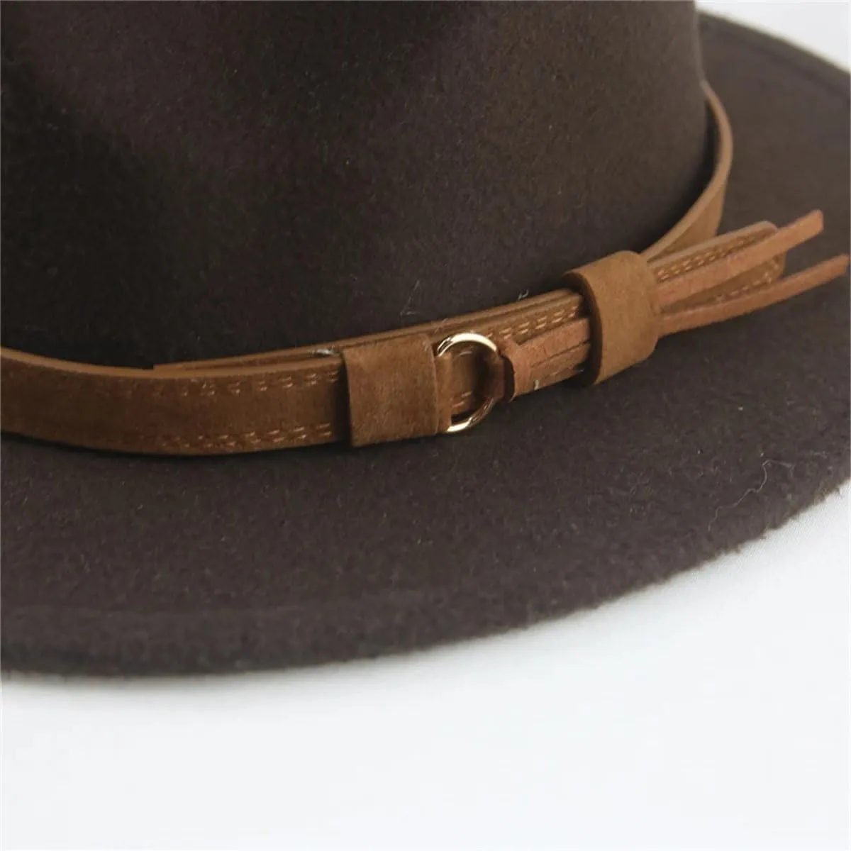 Men's Wide Brim Jazz Hats for Women Fedoras Hat Felted Caps Wedding Fedoras Cap with Belt