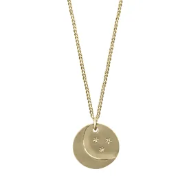 Moon and Stars Necklace | Solid 14K gold