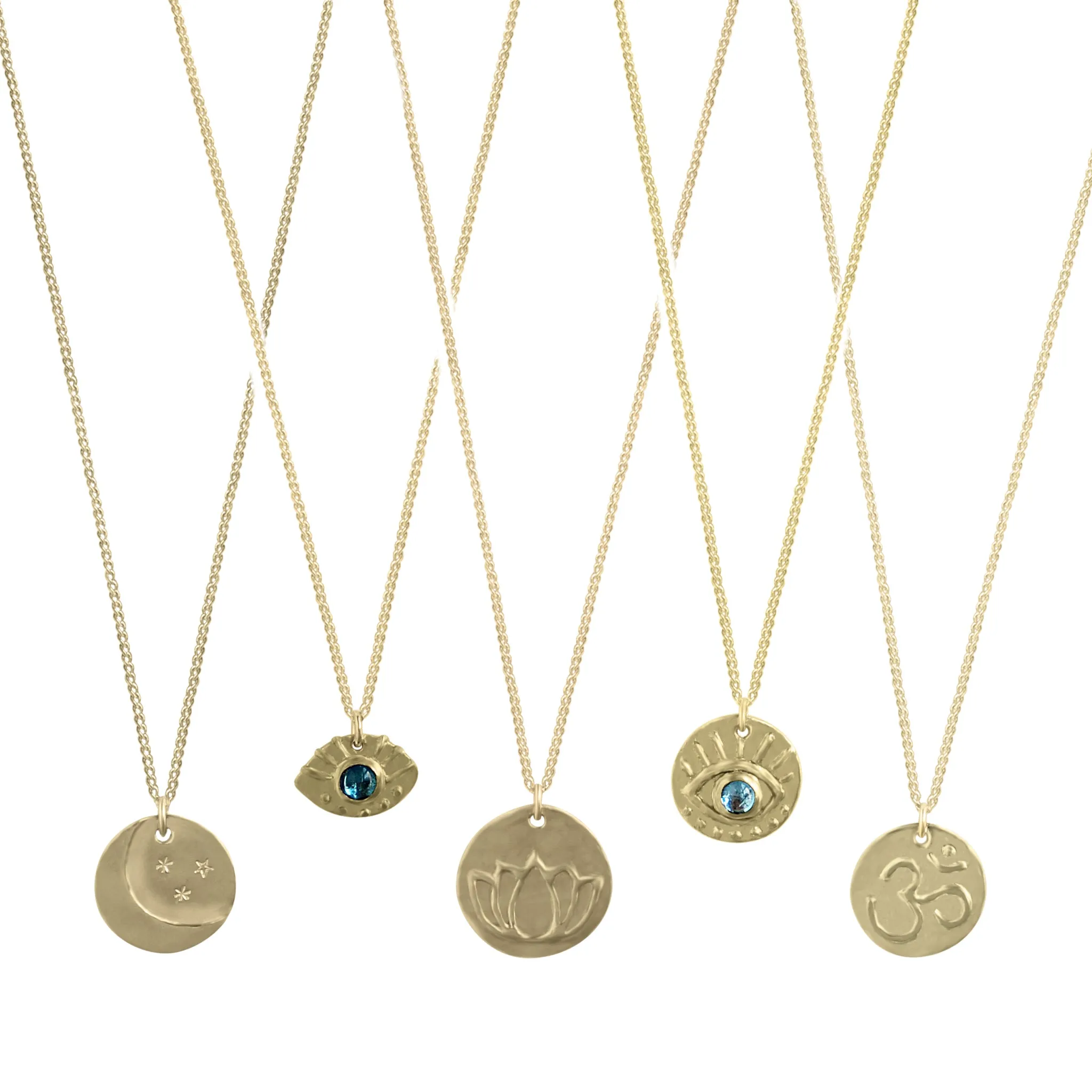 Moon and Stars Necklace | Solid 14K gold