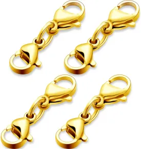 MTLEE Double Lobster Clasp Extender Double Claw Connector Bracelet Extension Clasp Small Bracelet Necklace Shortener for DIY Jewelry Making(0.98 Inch,Gold)
