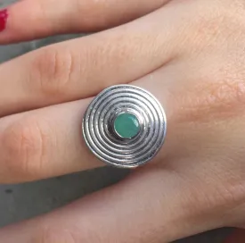 Natural Emerald Ring - Green Spiral Ring - Vintage Cocktail Ring