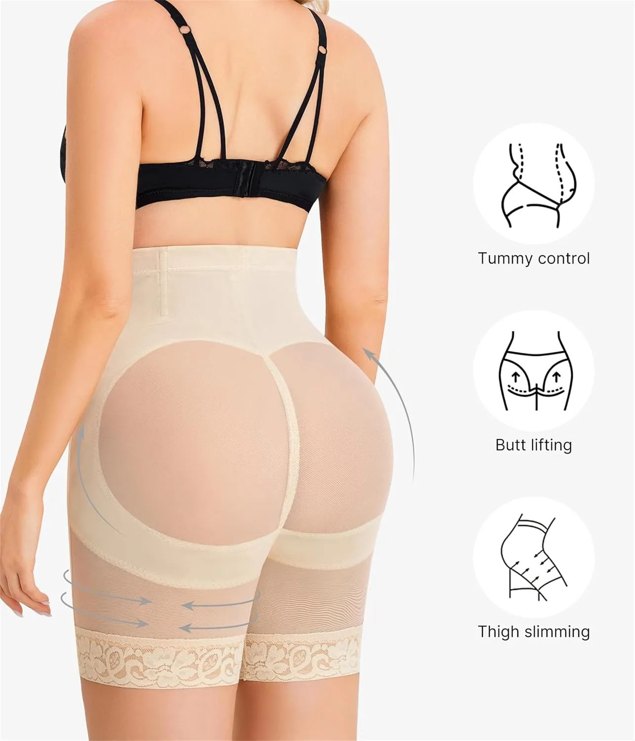 Nebility Shapewear Tummy Control Body Shaper High Waisted Butt Lifting Panties Shapewear Shorts Thigh Slimmer