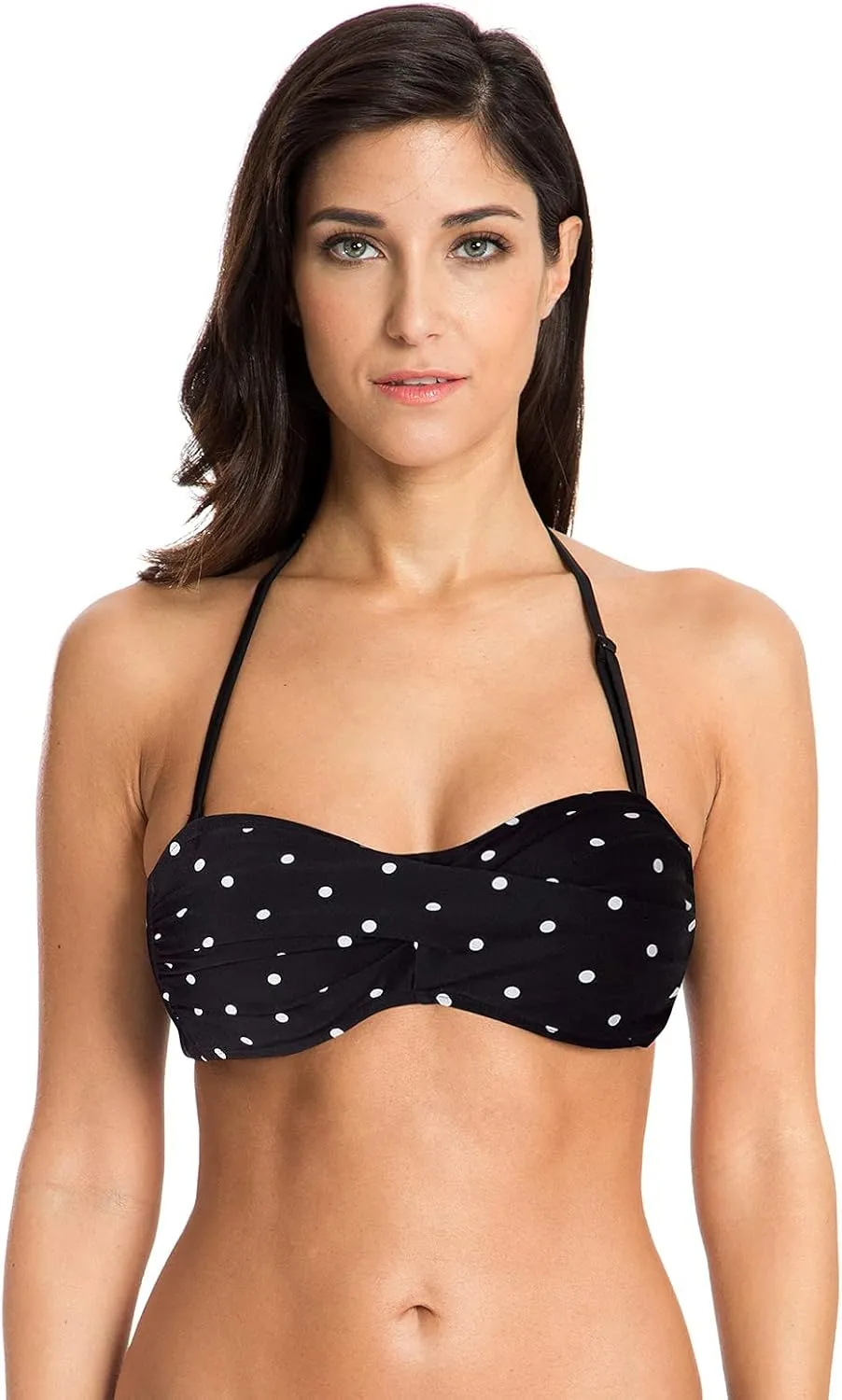 Ocean Blues Women's Strapless Swimsuits for Women Bandeau Bikini Top Tie Back Halter Bathing Suit Top
