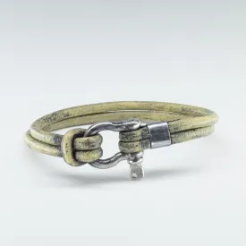 Organic, Double-Stranded, Rounded Leather Wristband with the “Sailor Knot” Stainless Steel Clasp