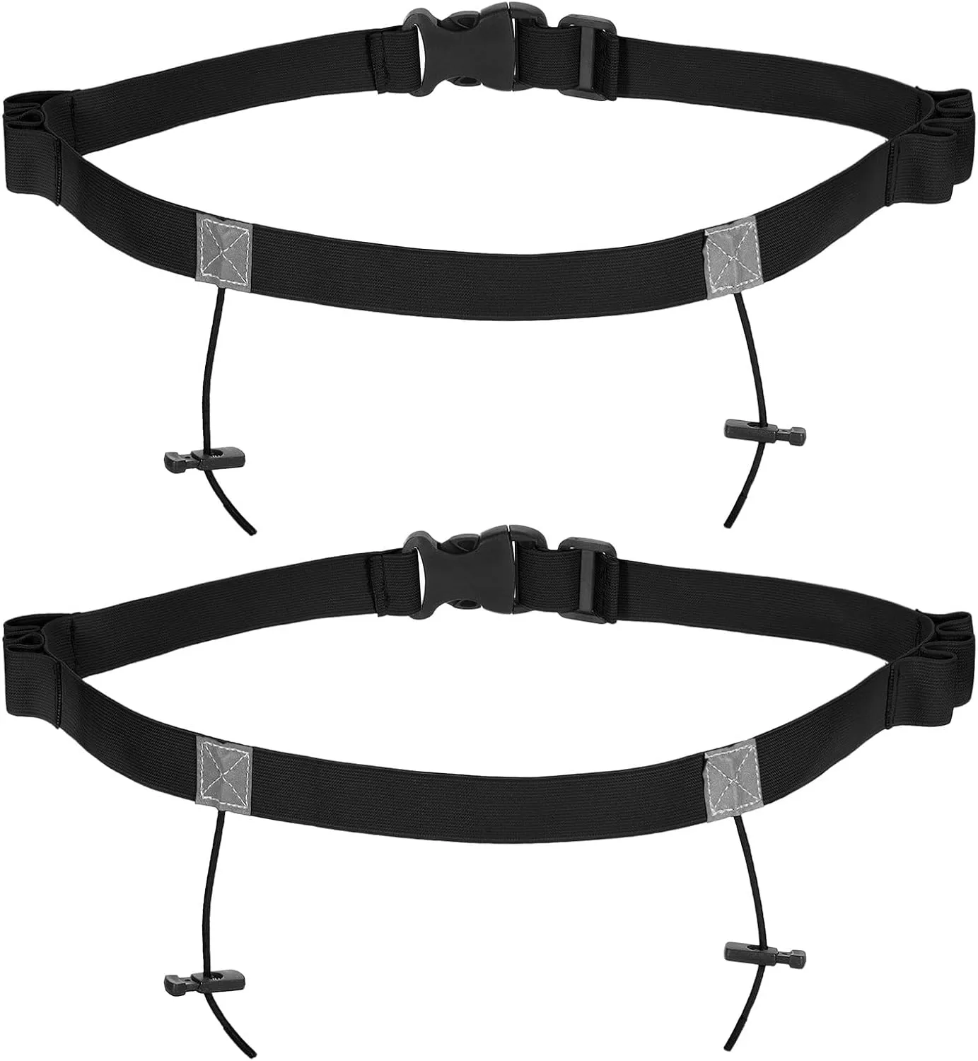PATIKIL Elastic Triathlon Running Belt, 2 Pack Adjustable Race Number Belt Race Belt Bib Holder with 6 Energy Gel Loops for Marathons Racing Cycling, Black