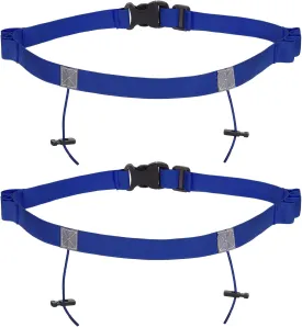PATIKIL Elastic Triathlon Running Belt, 2 Pack Adjustable Race Number Belt Race Belt Bib Holder with 6 Energy Gel Loops for Marathons Racing Cycling, Blue
