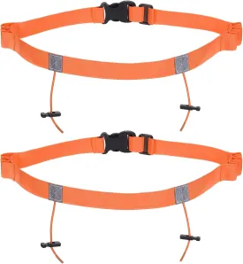 PATIKIL Elastic Triathlon Running Belt, 2 Pack Adjustable Race Number Belt Race Belt Bib Holder with 6 Energy Gel Loops for Marathons Racing Cycling, Orange