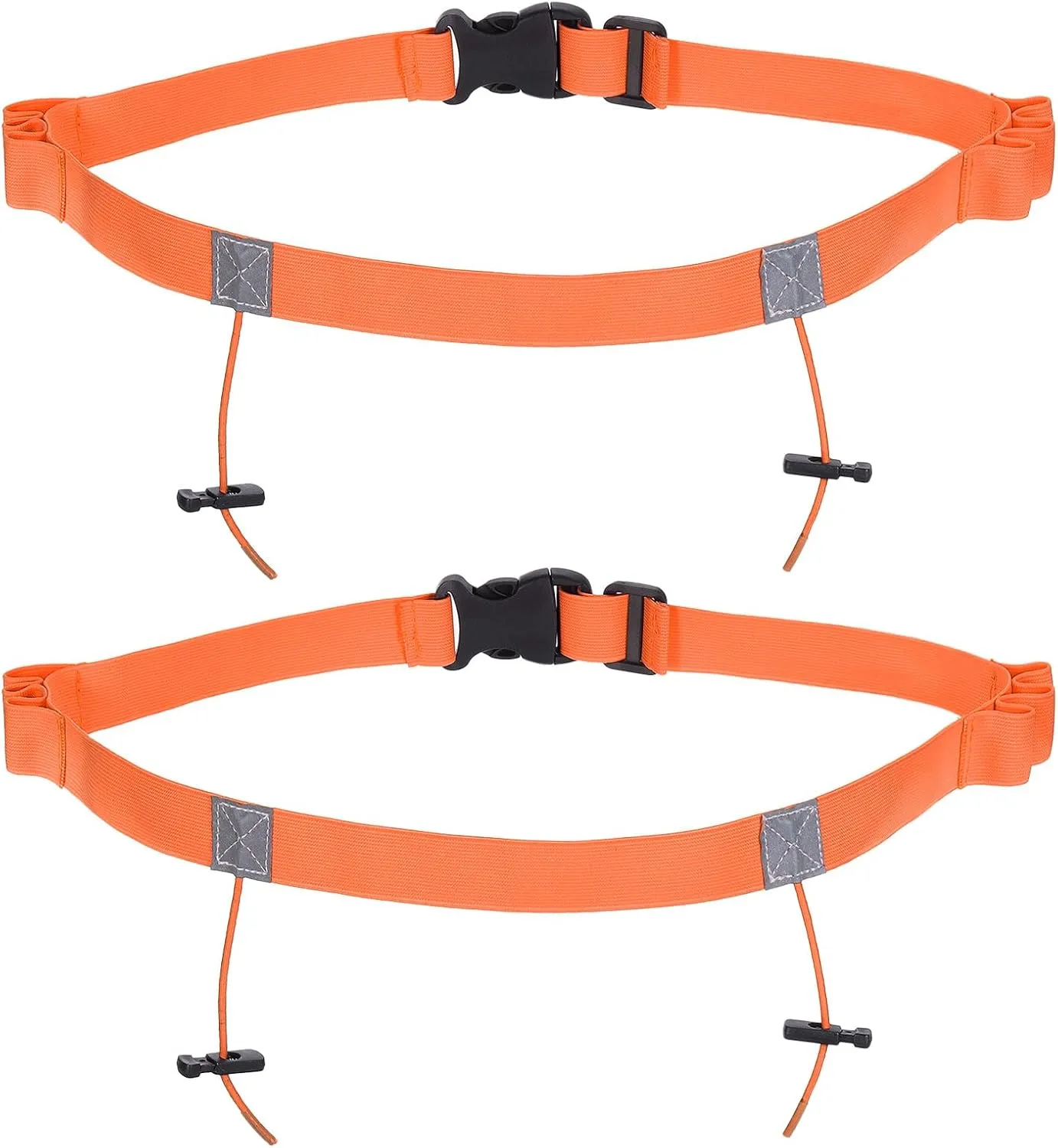 PATIKIL Elastic Triathlon Running Belt, 2 Pack Adjustable Race Number Belt Race Belt Bib Holder with 6 Energy Gel Loops for Marathons Racing Cycling, Orange
