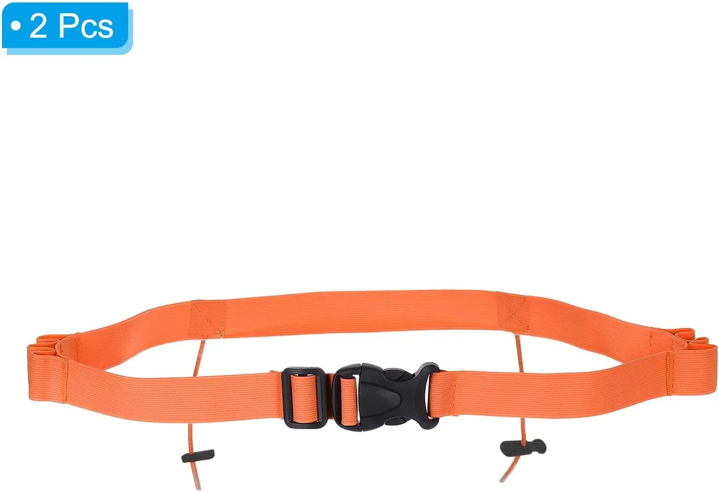 PATIKIL Elastic Triathlon Running Belt, 2 Pack Adjustable Race Number Belt Race Belt Bib Holder with 6 Energy Gel Loops for Marathons Racing Cycling, Orange