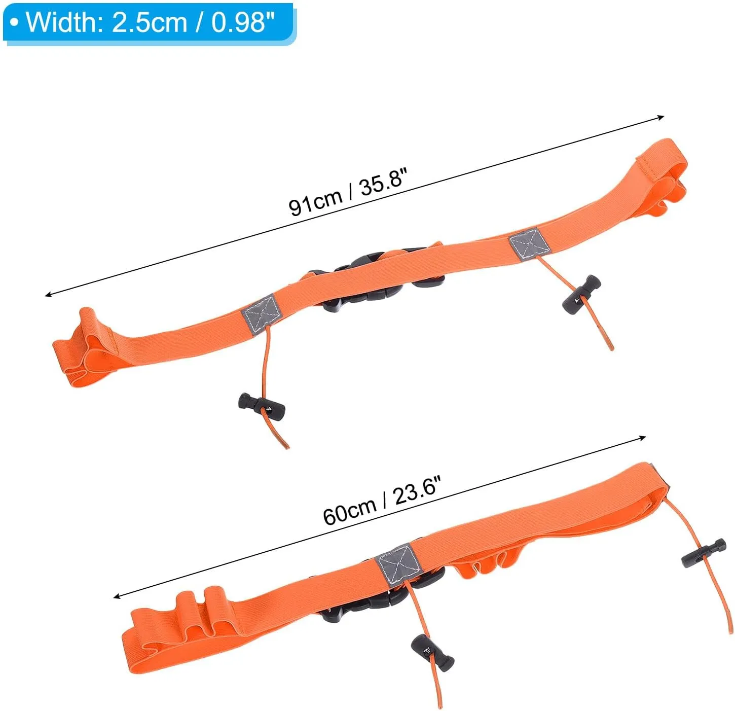 PATIKIL Elastic Triathlon Running Belt, 2 Pack Adjustable Race Number Belt Race Belt Bib Holder with 6 Energy Gel Loops for Marathons Racing Cycling, Orange