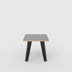Plywood Side Table with Black Box Hairpin Legs - Formica Tornado Grey - 500(w) x 500(d) x 425(h)