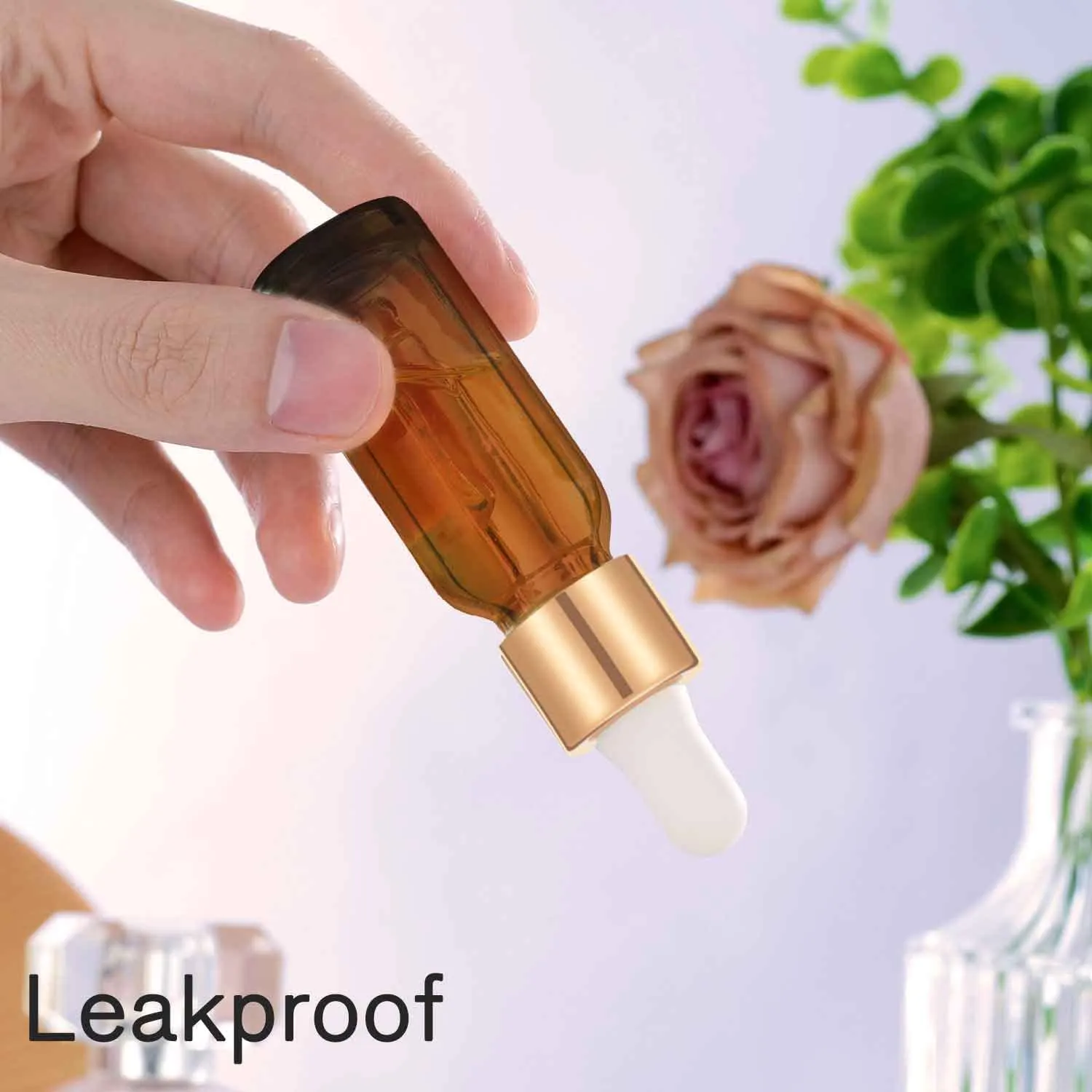 PrettyCare 15 ml Eye Dropper Bottle (24 Pack Amber Glass Bottles 0.5 oz with Golden Caps,2 Extra Measured Pipettes, 48 Labels, 2 Funnels) Empty Tincture Bottles for Essential Oils