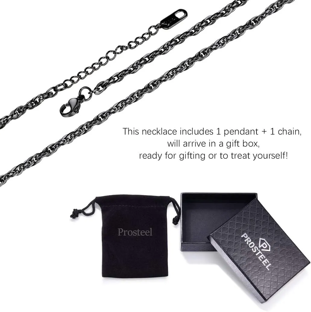 PROSTEEL Personalized Customize Tree of Life Black Necklace Perfume Locket Essential Oil Diffuser Hollow Pendants Men Women Aromatherapy Jewelry Custom Engrave Text Valentine Gift