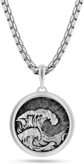 RTZN? Pendant Necklace for Men ?C Premium Stainless Steel Silver Pendant Necklace with 22" Chain   2" Extension ?C Waterproof & Non-Tarnish Small Pendants for Men ?C Bold Symbols of Strength & Legacy
