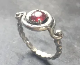 Ruby Spiral Ring - Vintage Ruby Ring - Red Solitaire Ring