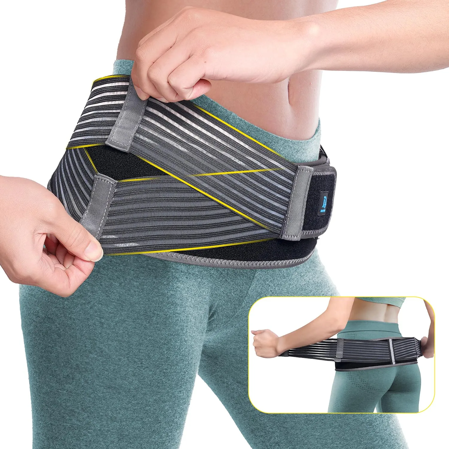 Sacroiliac Hip Belt, Si Joint Belt Support for Women Men, Alleviates Sciatic, Pelvic, Lumbar, Leg and Sacral Nerve Pain, Adjustable Diamond Compression Trochanter Belt Brace-L
