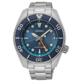 SEIKO Men's Blue Dial Silver Stainless Steel Band Prospex Sea Sumo Solar Quartz Watch - SFK001