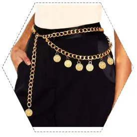 Sinalty Coin Waist Chain Gold Belly Chain Layered Body Chains Party Belly Body Jewelry Accessories for Women and Girls(B)