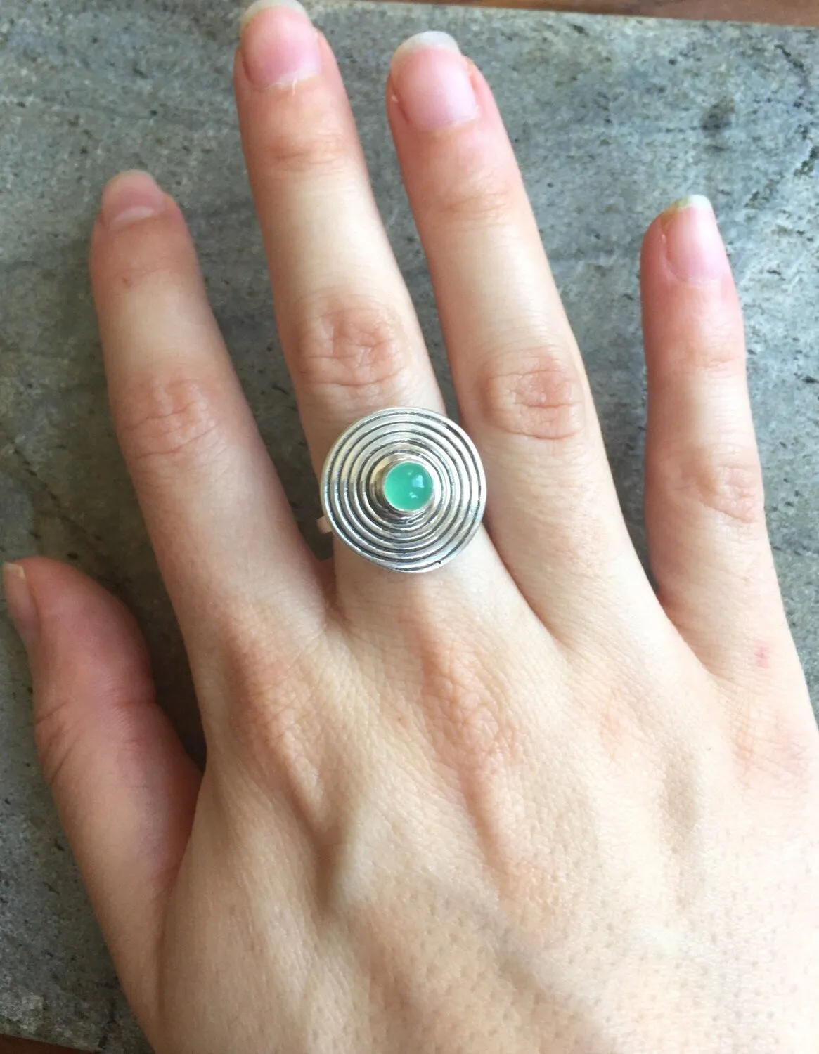 Spiral Chrysoprase Ring - Green Chrysoprase Ring - Chrysoprase Statement Ring