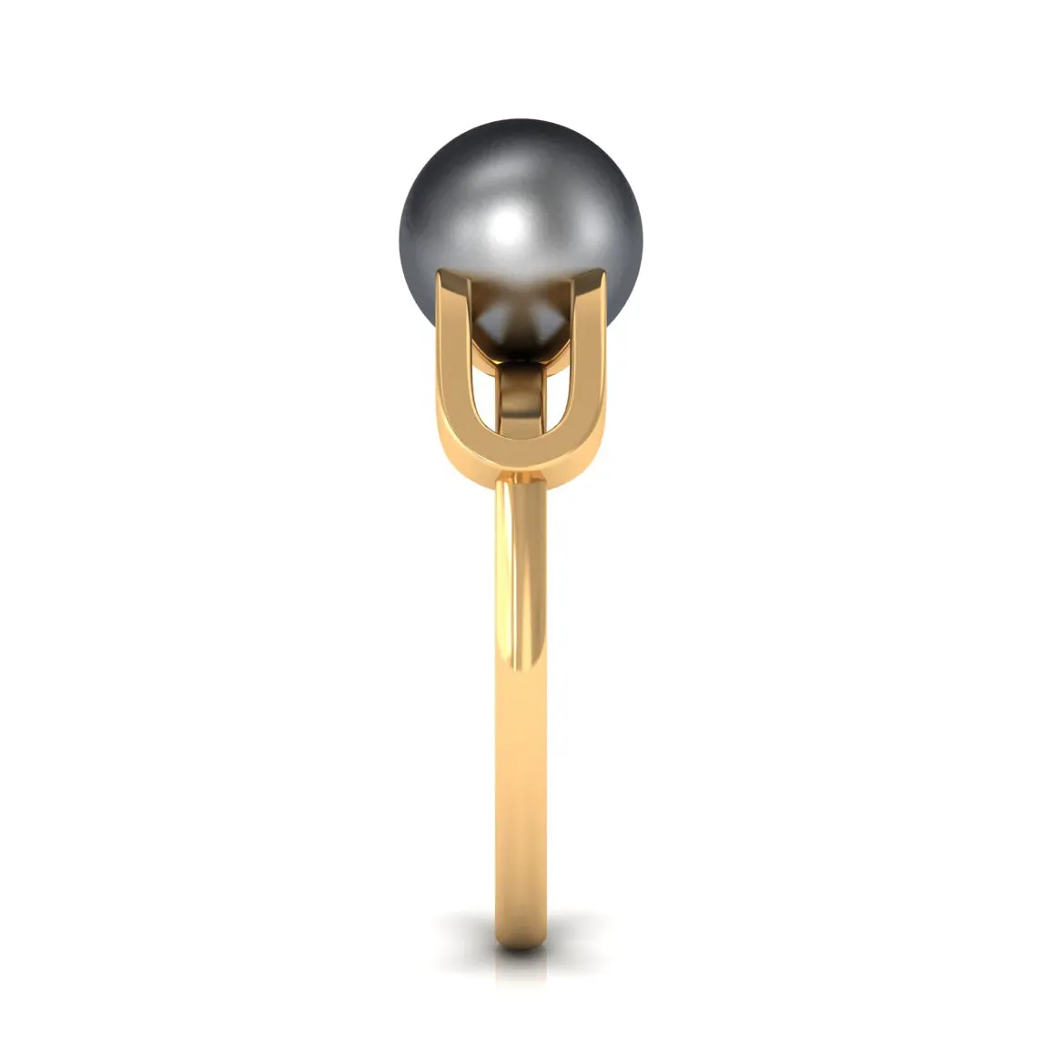 Split Shank Tahitian Pearl Solitaire Engagement Ring with Diamond