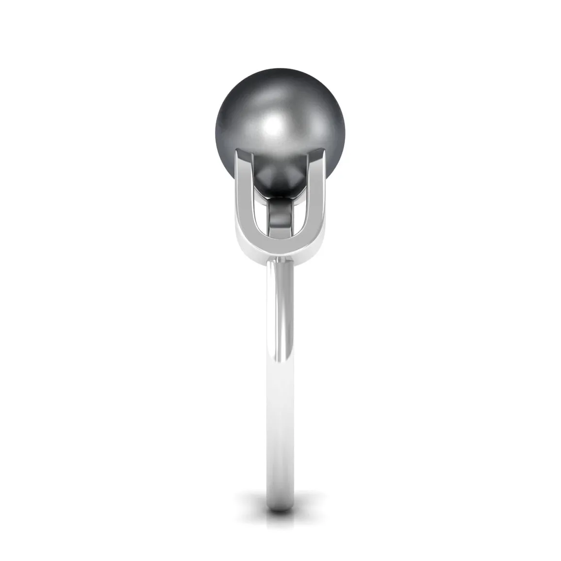 Split Shank Tahitian Pearl Solitaire Engagement Ring with Diamond