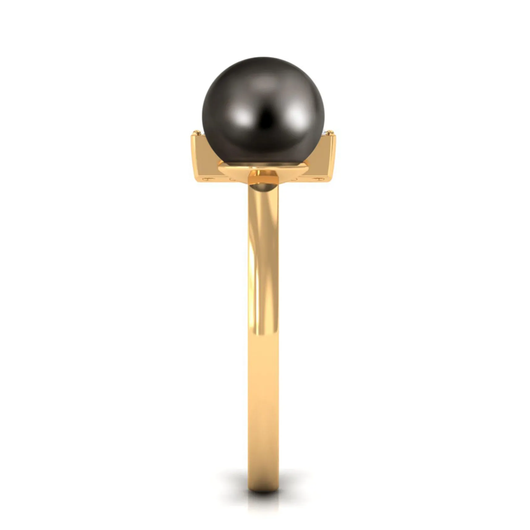 Tahitian Pearl and Diamond Modern Cuff Engagement Ring