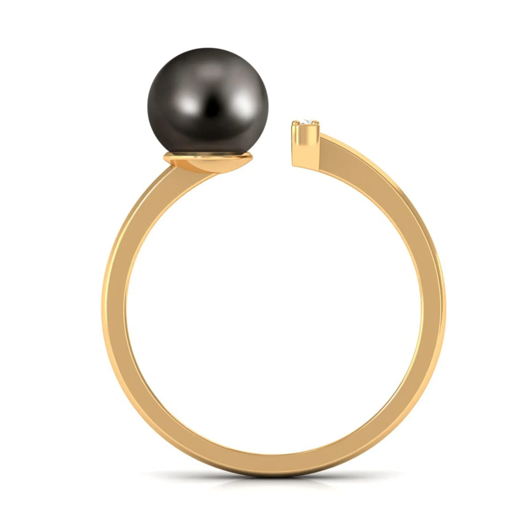 Tahitian Pearl and Diamond Modern Cuff Engagement Ring