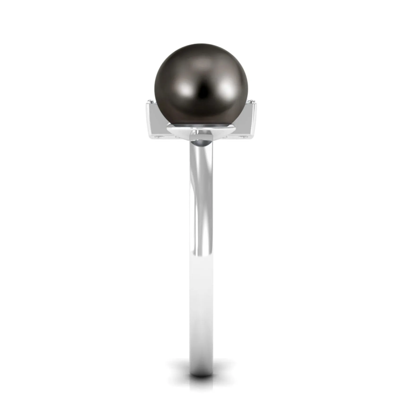Tahitian Pearl and Diamond Modern Cuff Engagement Ring