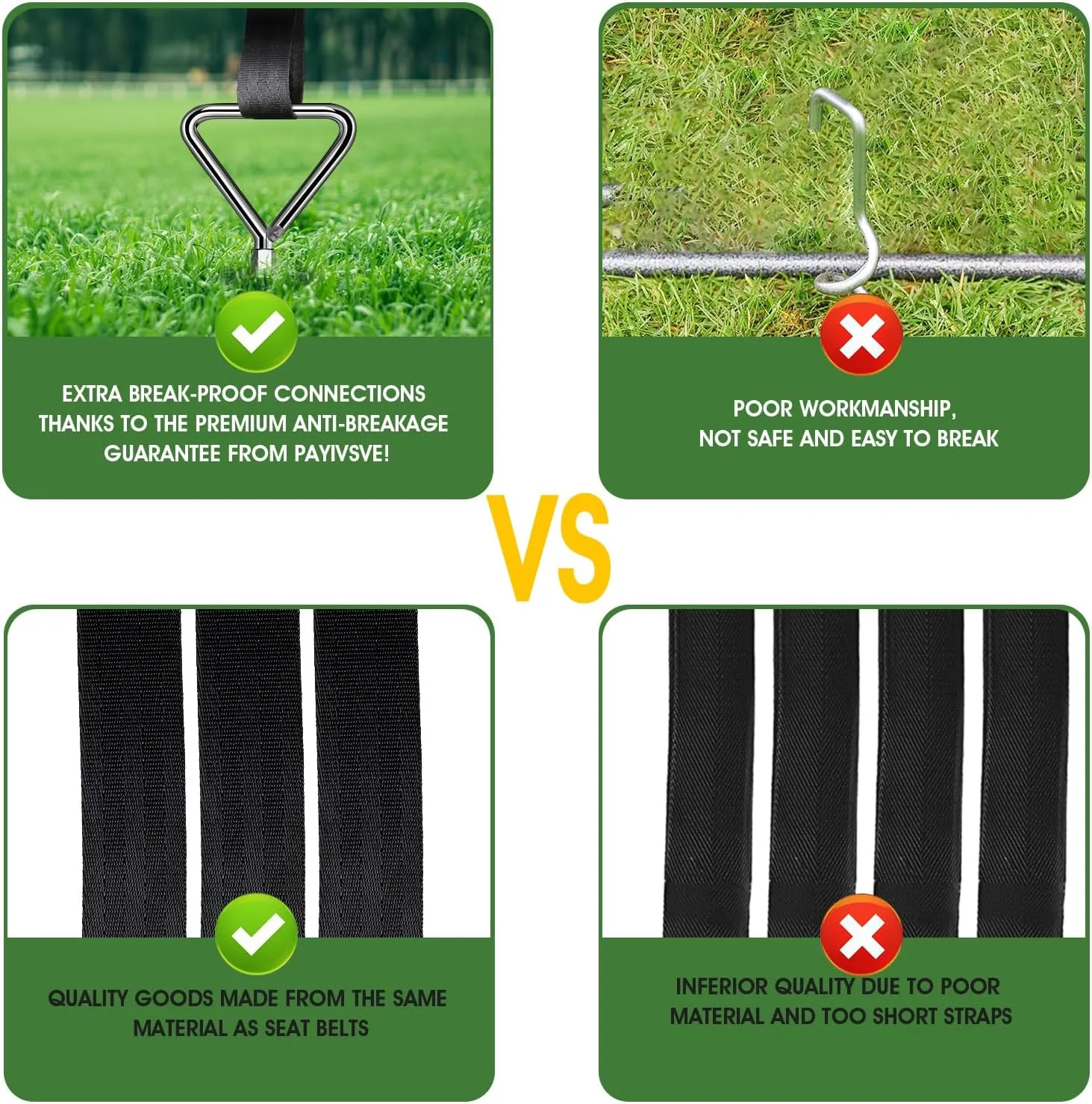 Trampoline Stakes Heavy Duty Trampoline Anchors Kit, Spiral Screw In Ground Anchors with Straps, Earth Anchors Earth Anchors Swing Set Anchors for Trampoline
