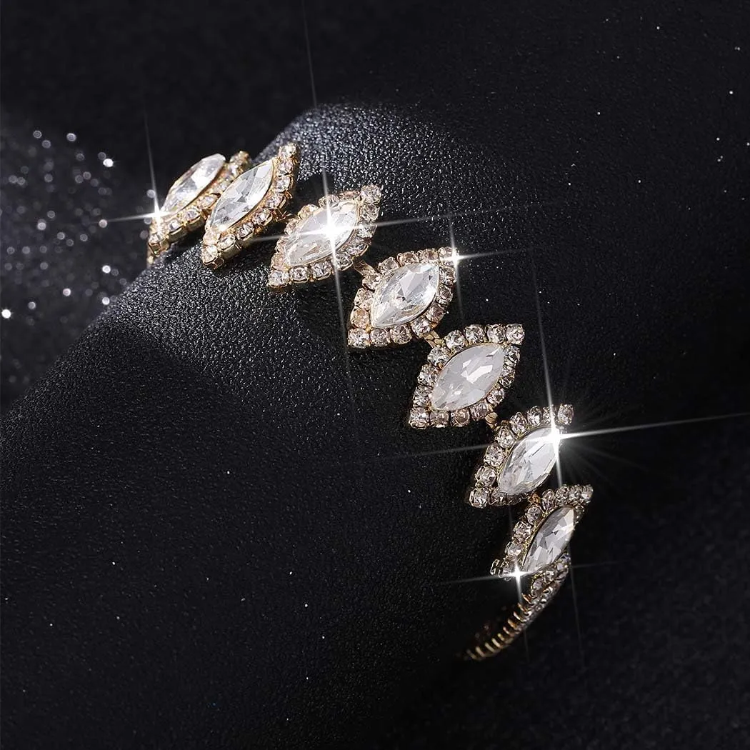 Unicra Bride Crystal Necklace Earrings Set Bridal Wedding Jewelry Sets Rhinestone Choker Necklace Prom Costume Jewelry Set for Women and Brides