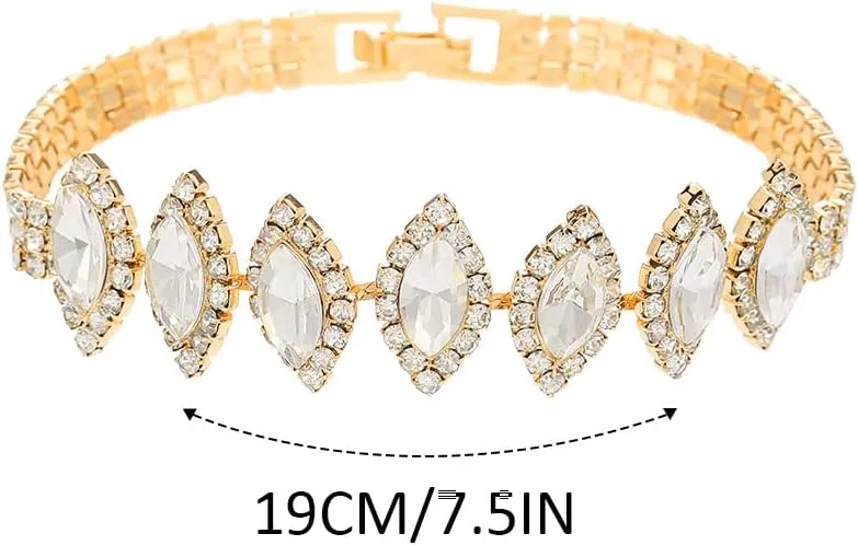 Unicra Bride Crystal Necklace Earrings Set Bridal Wedding Jewelry Sets Rhinestone Choker Necklace Prom Costume Jewelry Set for Women and Brides