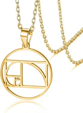 VASSAGO Fibonacci Sequence Necklace Golden Ratio Necklace Geometric Spiral Necklace for Men Women Mathematics Irrational Pendant Necklace Graduation Math Teacher Gift