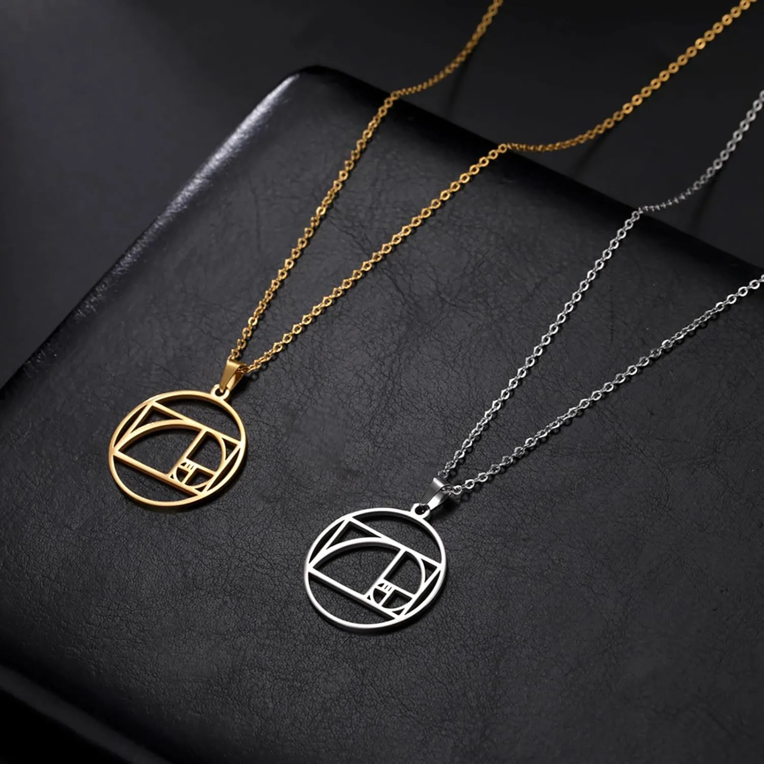 VASSAGO Fibonacci Sequence Necklace Golden Ratio Necklace Geometric Spiral Necklace for Men Women Mathematics Irrational Pendant Necklace Graduation Math Teacher Gift