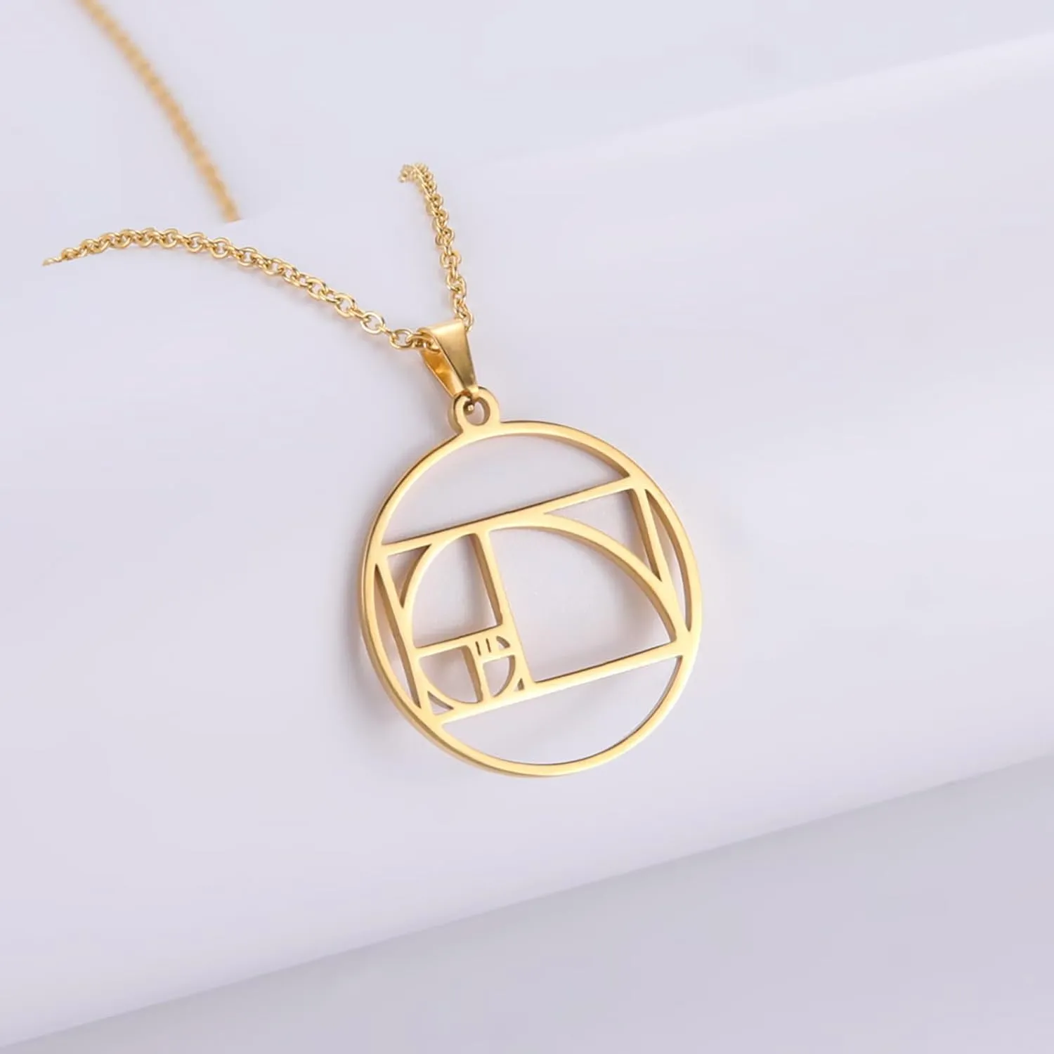 VASSAGO Fibonacci Sequence Necklace Golden Ratio Necklace Geometric Spiral Necklace for Men Women Mathematics Irrational Pendant Necklace Graduation Math Teacher Gift