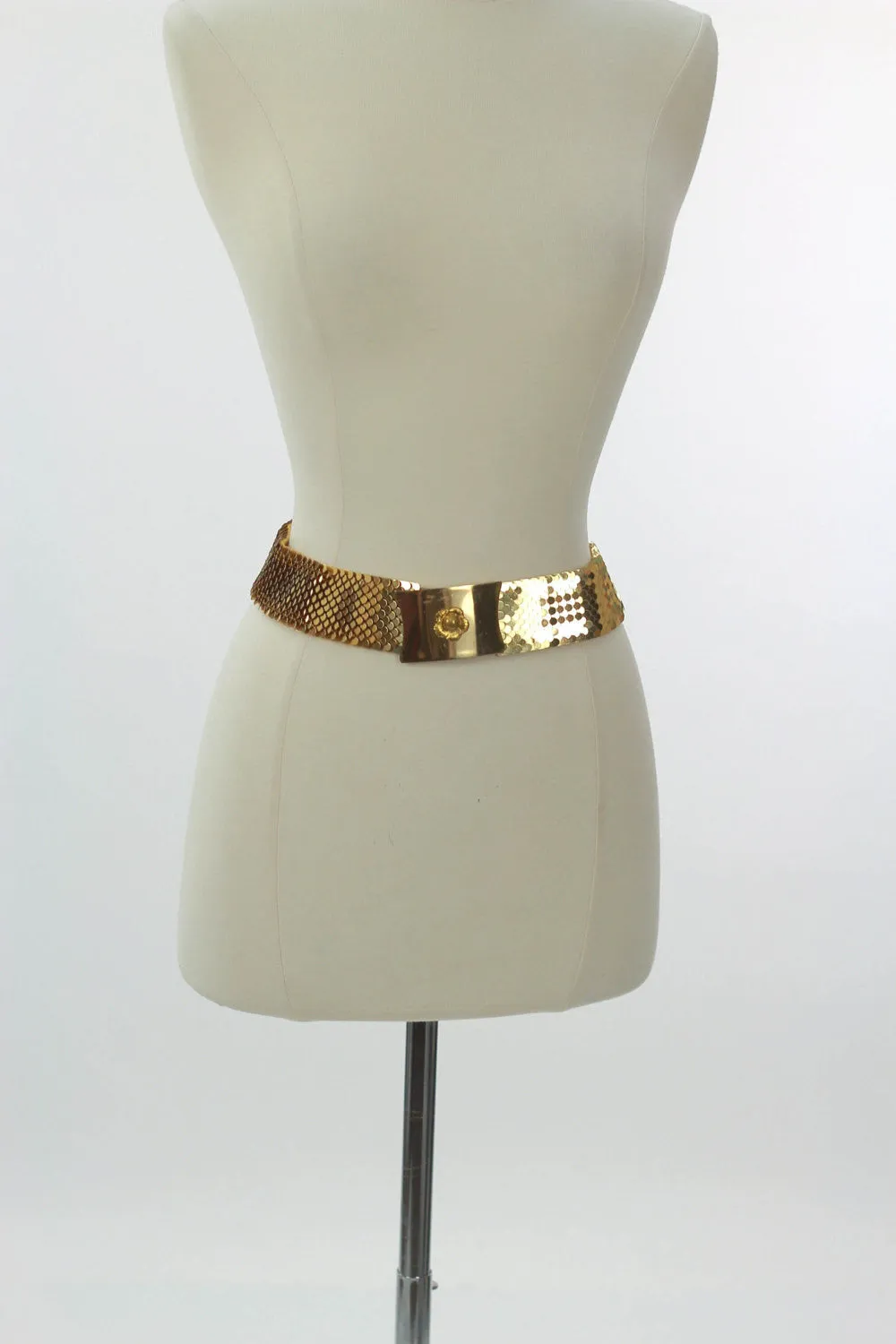 Vintage 70s 80s boho hippie metal mesh stretch belt