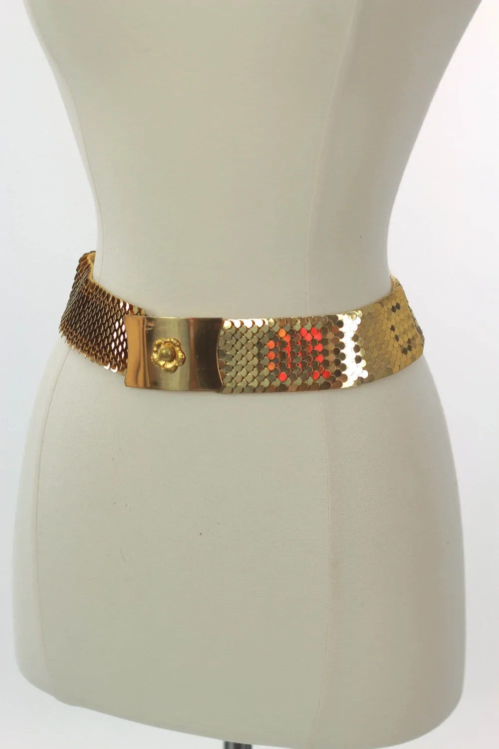 Vintage 70s 80s boho hippie metal mesh stretch belt