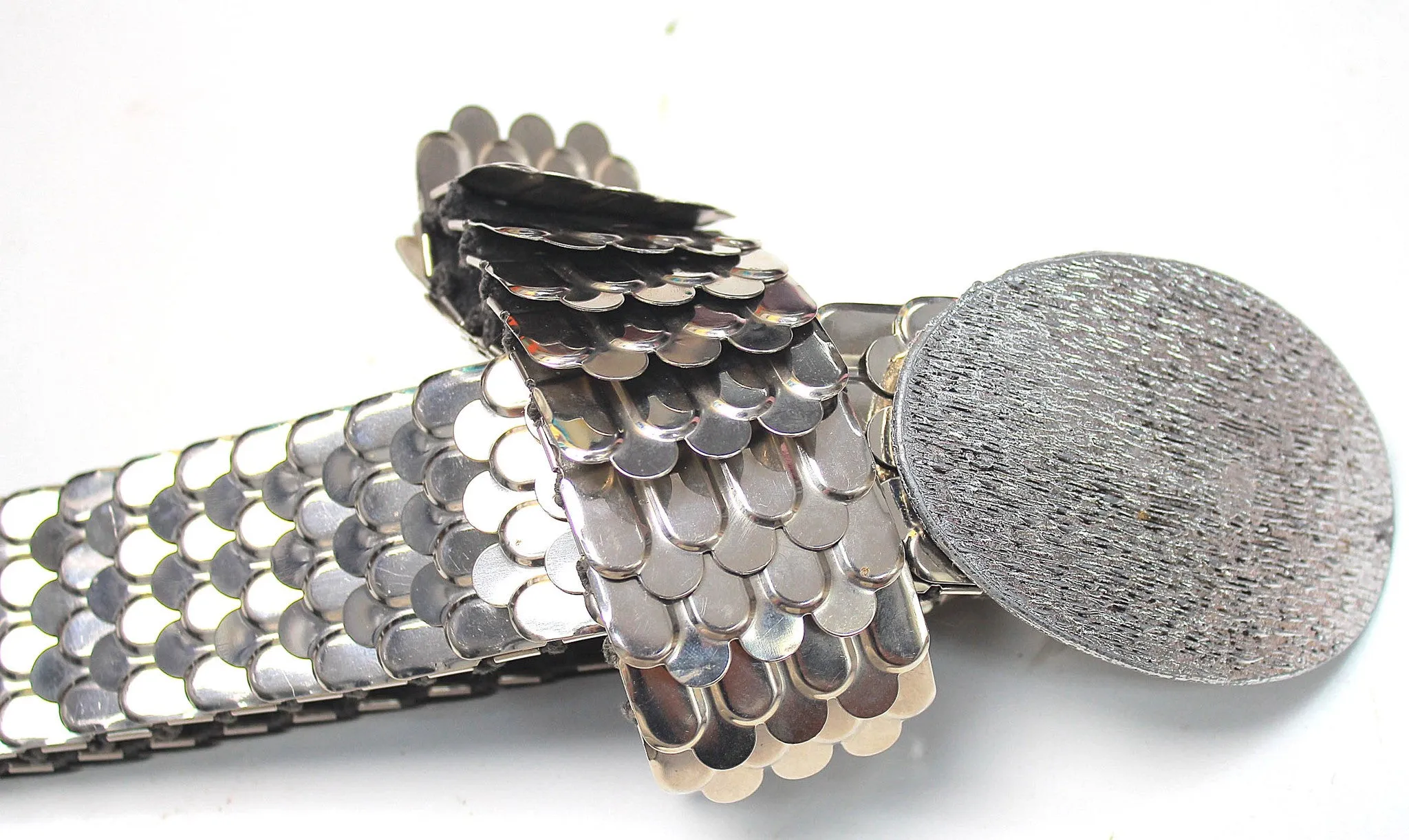 Vintage 80s Women's Silver Metallic Stretch Belt