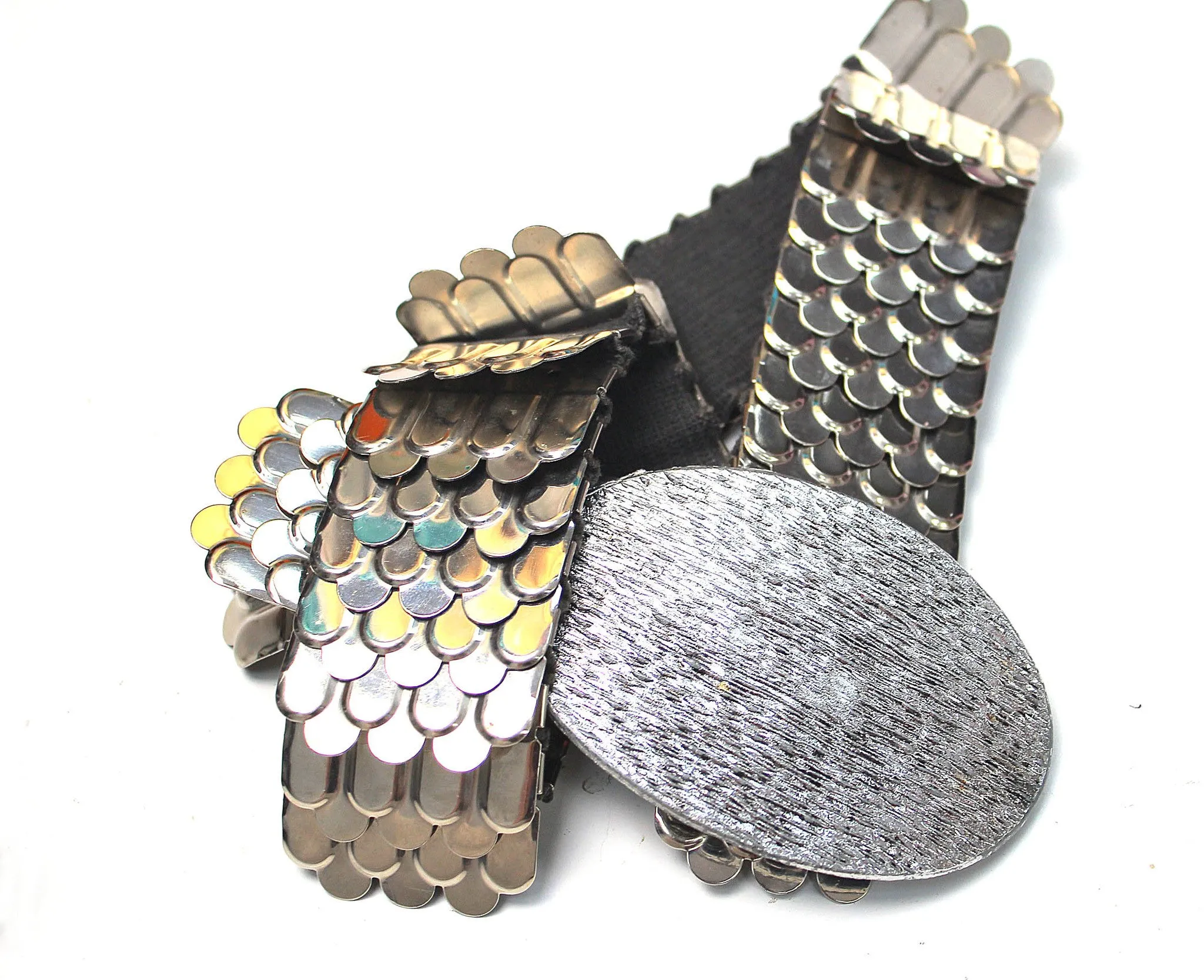 Vintage 80s Women's Silver Metallic Stretch Belt