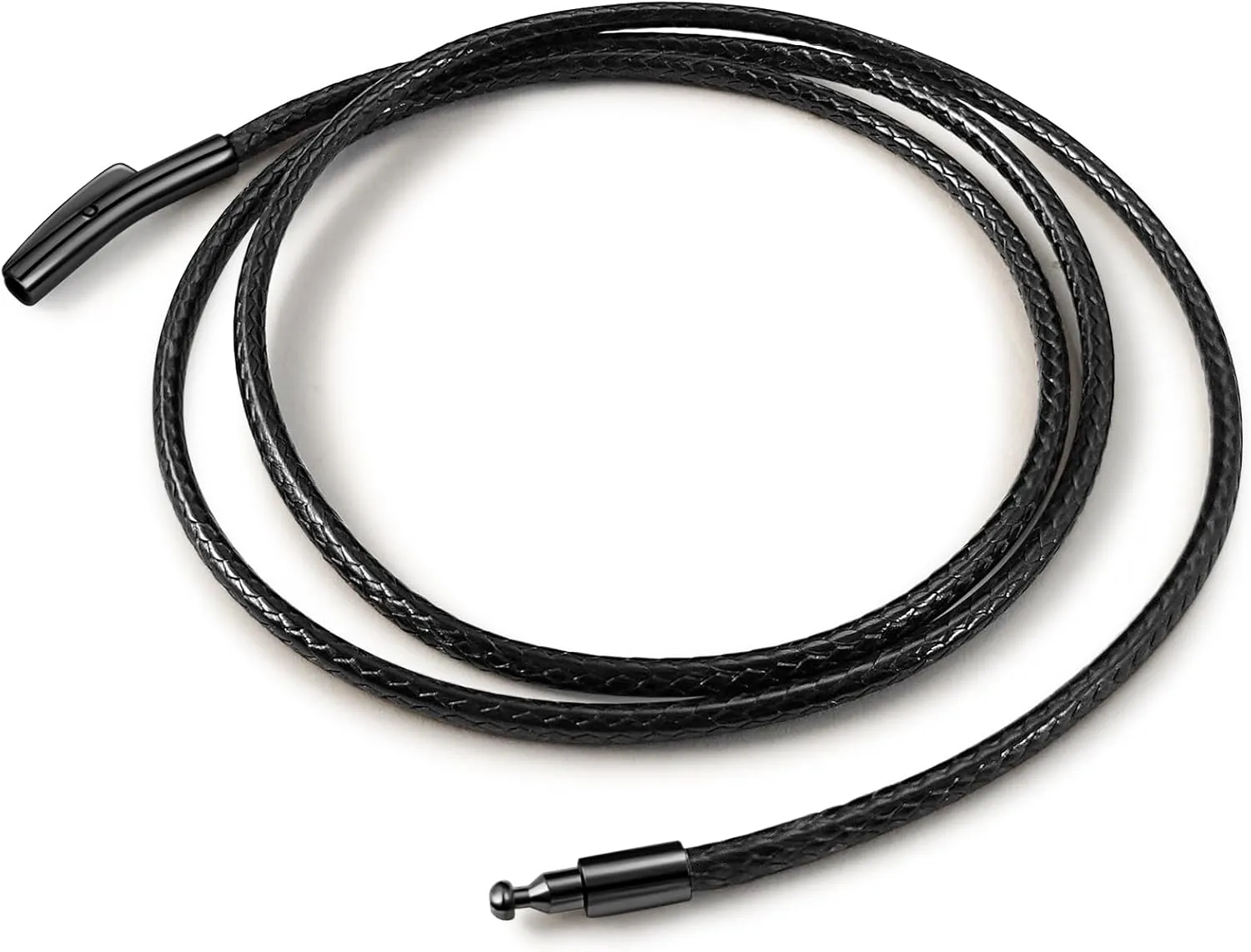 Waterproof Braided Leather Necklace Cord Chain for Men Women, with Sturdy Silver/Black Clasp, 2MM/3MM Flexible Brown/Black Rope Chain for Pendant 16"-30" Length (Send Gift Box)