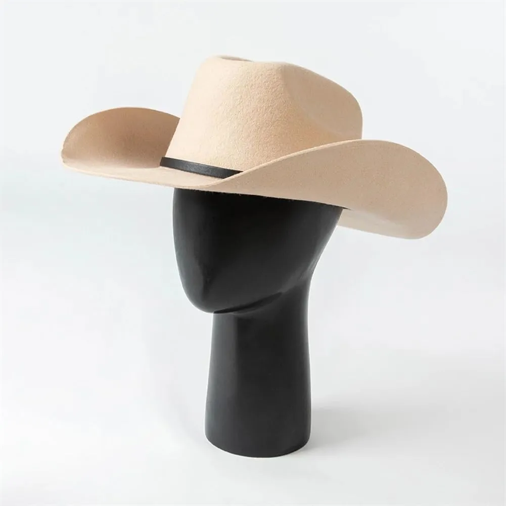 Women 100% Australia Wool Felt Cowboy Hat Unisex Wide Brim Felt Hat with PU Belt