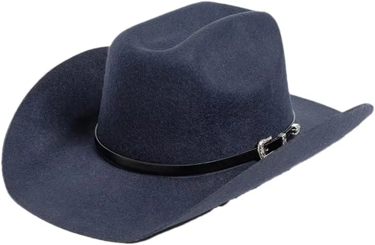Women 100% Australia Wool Felt Cowboy Hat Unisex Wide Brim Felt Hat with PU Belt