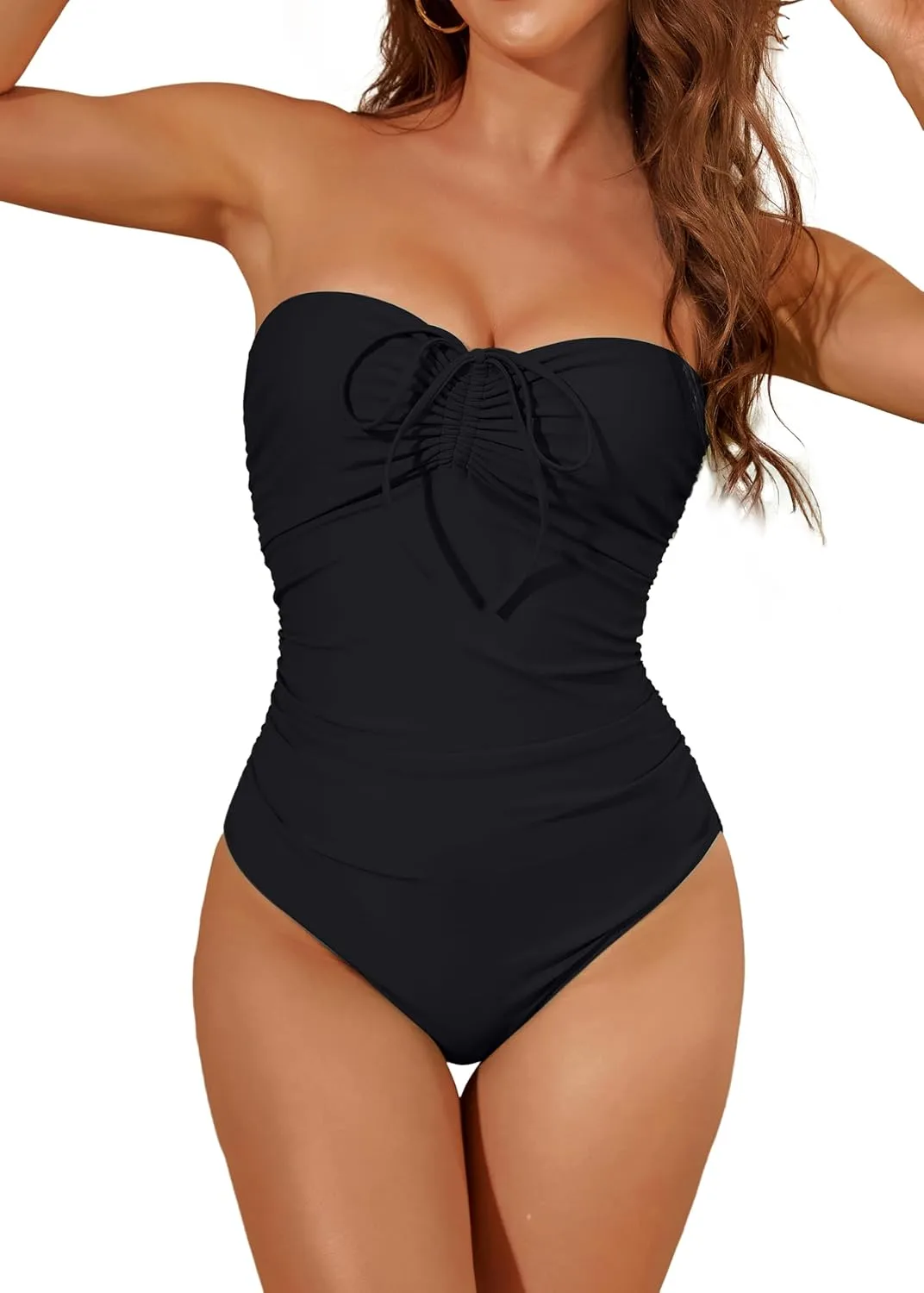 Women's One Piece Swimsuit Strapless Bandeau or Halter Bathing Suits Sexy Flattering Swimwear