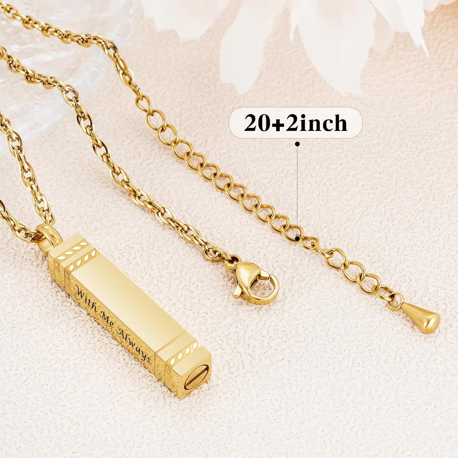 XIUDA Cremation Urn Necklace for Ashes Bar Cremation Jewelry Stainless Steel Ash Necklace Memorial Keepsake Pendant for Men Women
