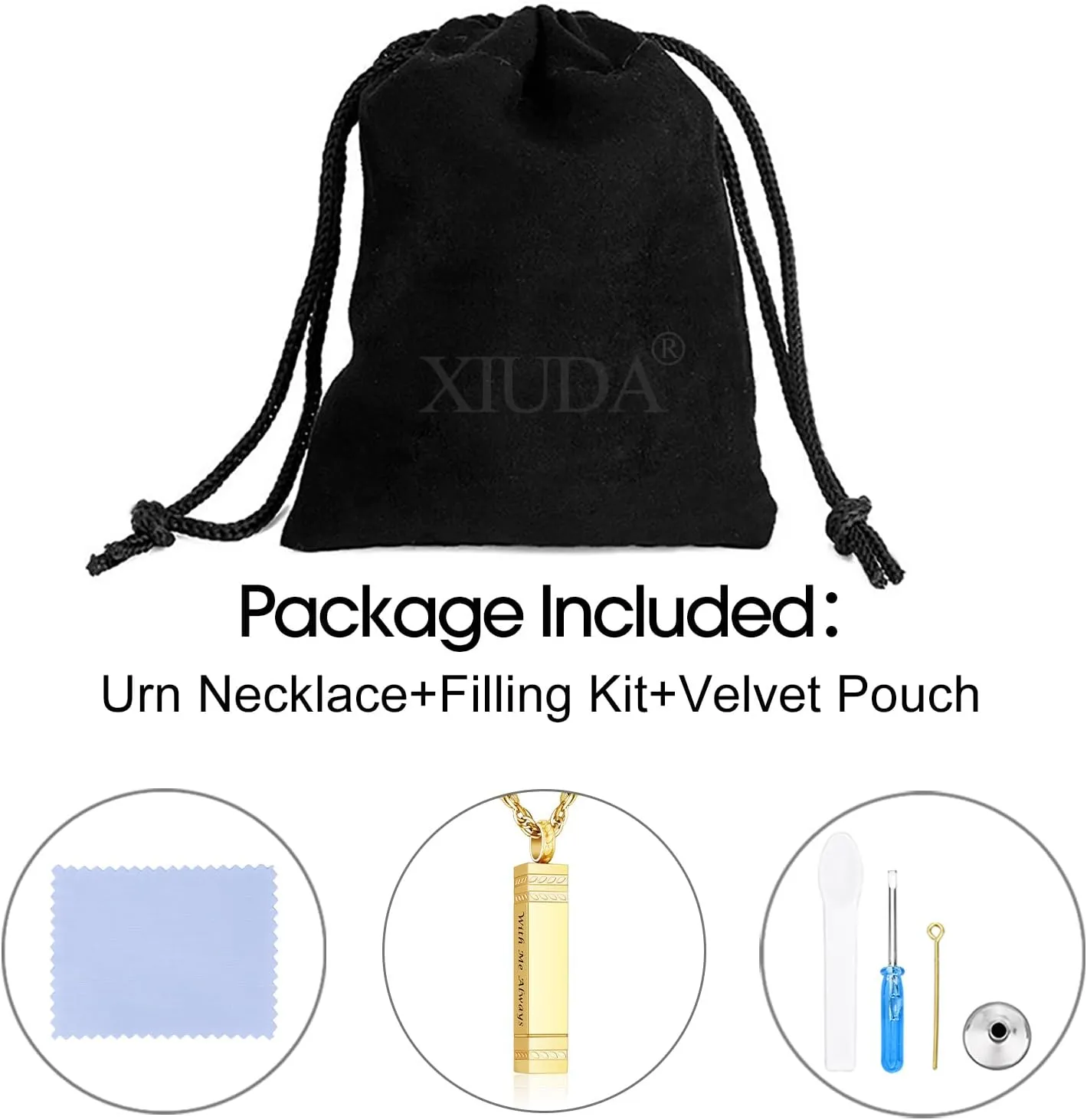 XIUDA Cremation Urn Necklace for Ashes Bar Cremation Jewelry Stainless Steel Ash Necklace Memorial Keepsake Pendant for Men Women