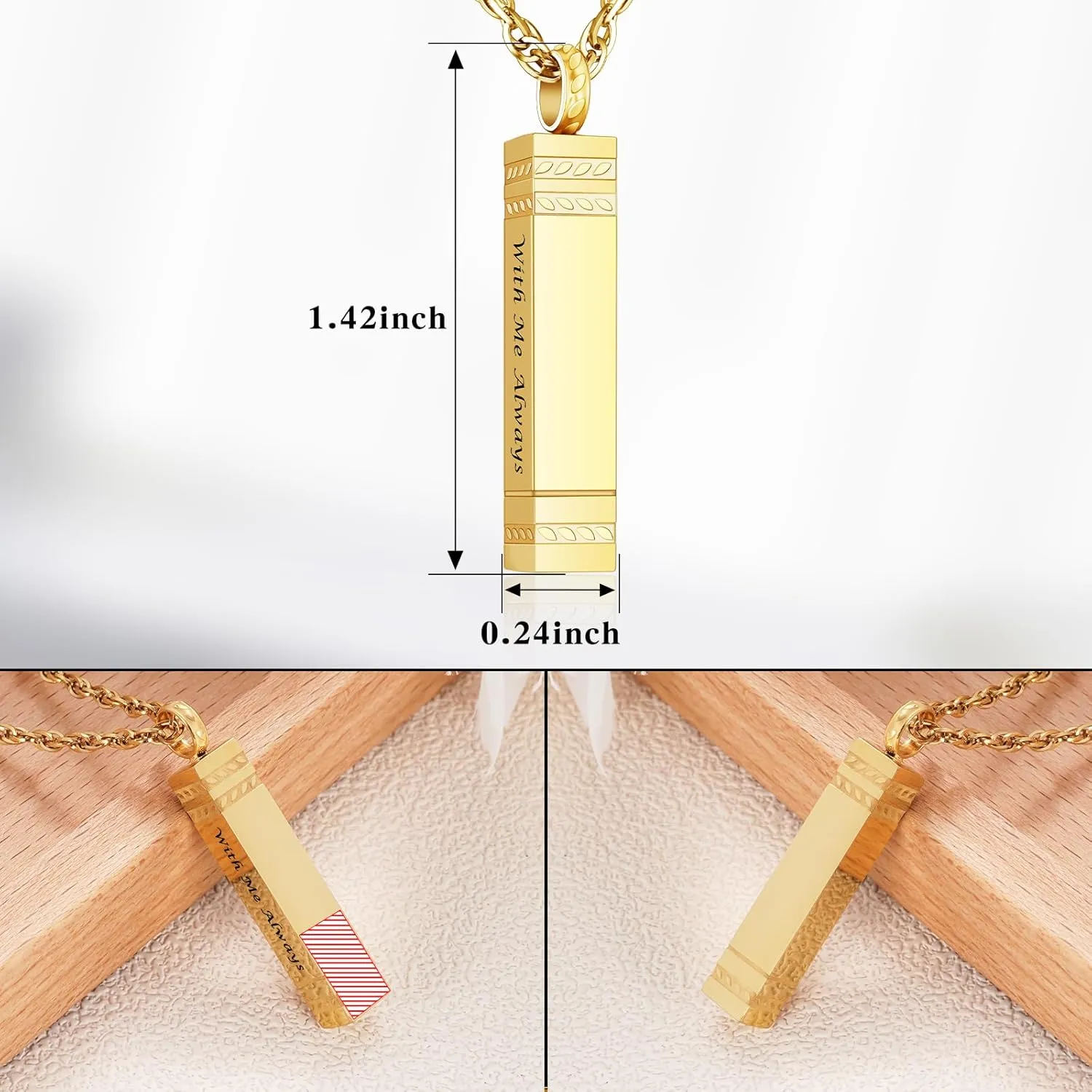XIUDA Cremation Urn Necklace for Ashes Bar Cremation Jewelry Stainless Steel Ash Necklace Memorial Keepsake Pendant for Men Women