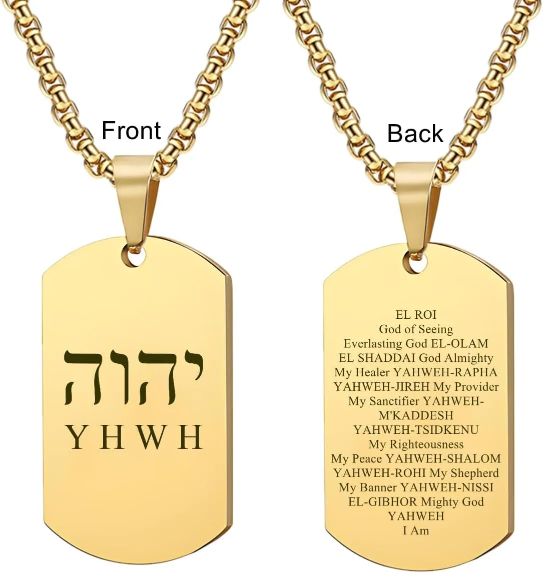 Yhvh Yhwh Jehovah Tetragrammaton Pendant Necklace for Men Women Hebrew Yahweh Amulets Religious Jewelry Israelite Jewish Necklace