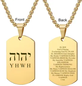 Yhvh Yhwh Jehovah Tetragrammaton Pendant Necklace for Men Women Hebrew Yahweh Amulets Religious Jewelry Israelite Jewish Necklace